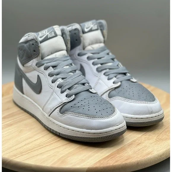 Nike 575441-037 Air Jordan 1 Retro High OG Stealth GS‎ 6Y Shoes White Grey READ