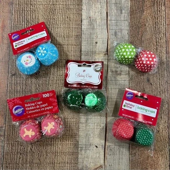 500ct Snowman Polka Dots Christmas Mini Cupcake Paper Liner‎ Baking Cups Wilton
