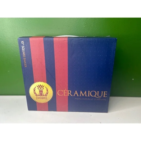 Basque Ceramique Andalusian Blue Stoneware 10 Inch Square Baker AB001 New