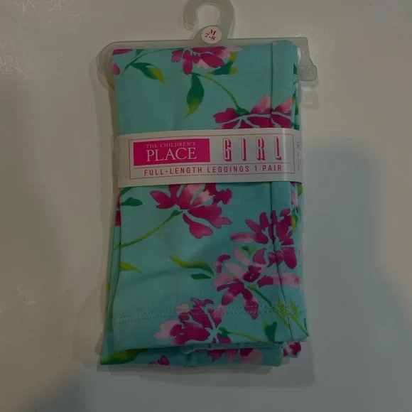 The Children's Place Turquoise and Pink Floral Leggings