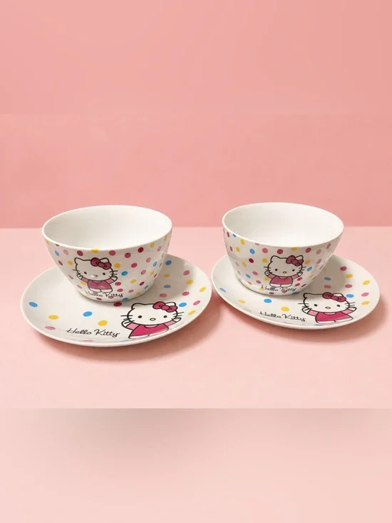 RARE Hello Kitty 2013 Sanrio Porcelain Plate & Bowl Set – Set of 2