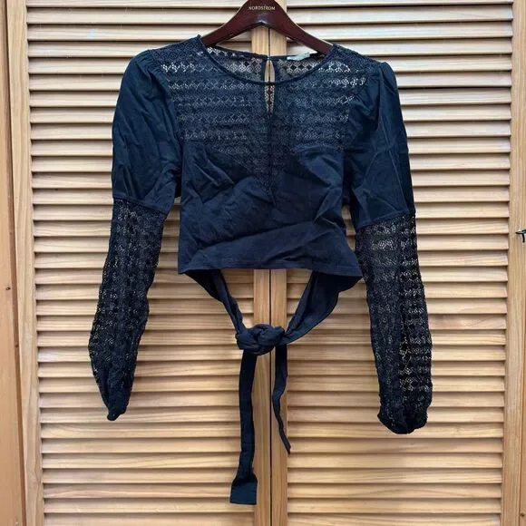 Free People Black Lace Blouse size medium