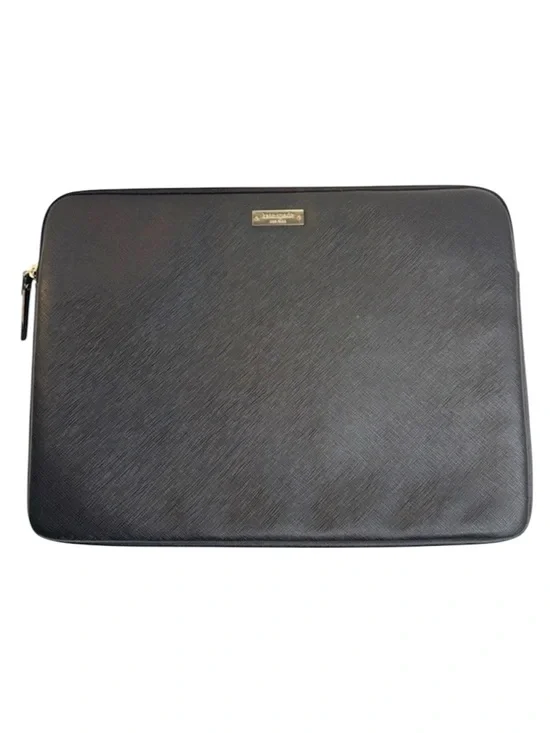 Kate Spade Black Laptop Sleeve 13” MacBook Case Gold Plaque Zip