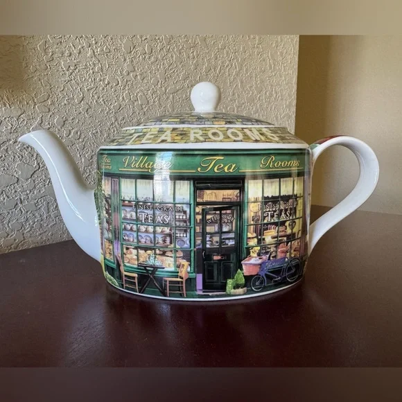 James Sadler “Village Tea Rooms” Ceramic Teapot, 🦋