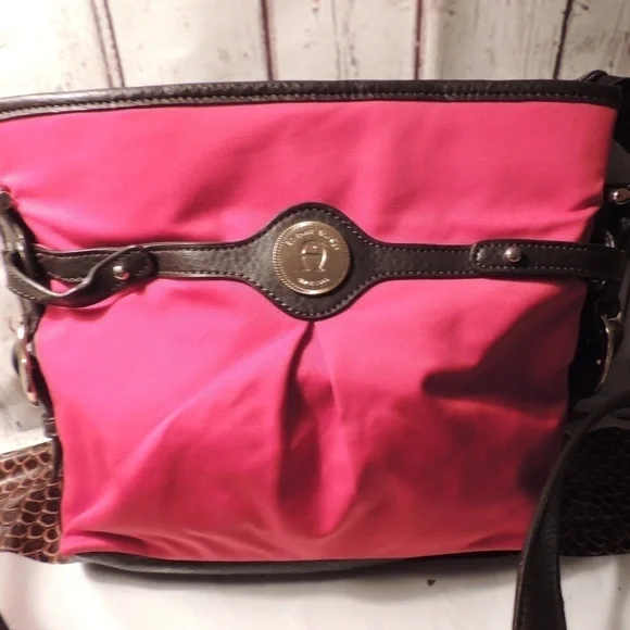 vintage 1980s small red with black trim Aigner bag