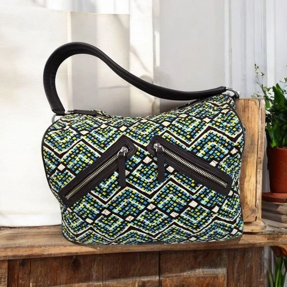 Vera Bradley Vivian Hobo Rain Forest Pattern Quilted Cotton Satchel Bag READ