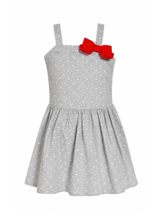Gymboree Chambray Blue Polka Dot Bow Cross Back Festive Dress Girls Size 4