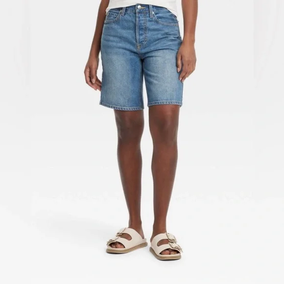 Women's Universal Thread Mid-Rise 90's Baggy Denim Bermuda Shorts Size 0