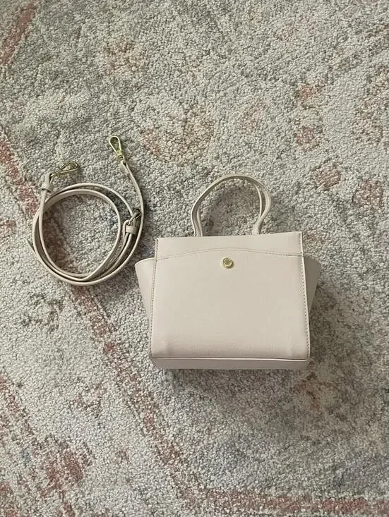 Steve Madden Mini Tote Handbag in Cream with Crossbody Strap