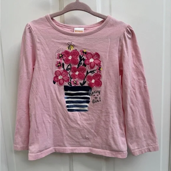 Gymboree 3T Girls Spring is in the Air Pink Long Sleeve Floral Tee Shirt Blouse