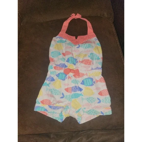 Gymboree tropical‎ breeze fish romper halter one piece size 12 18 months