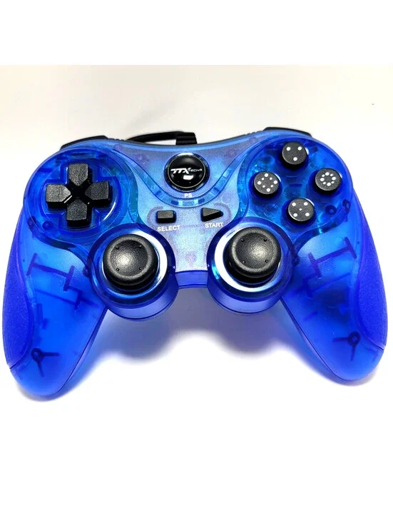PlayStation 3 Wired Controller for PS3 / PC / USB by TTX Tech - Clear Blue