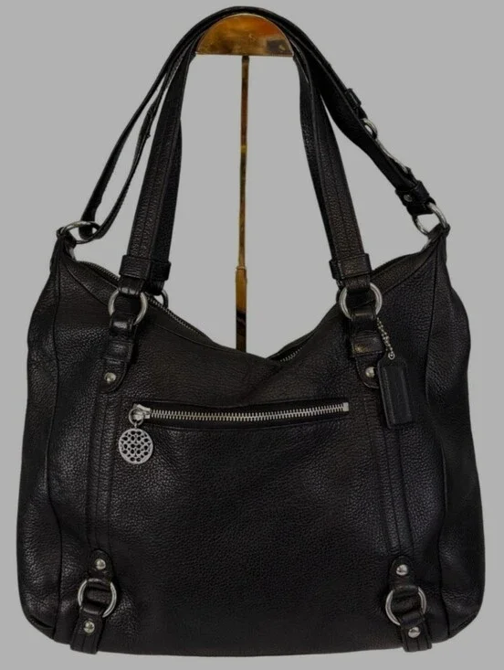 Coach Alexandra Leather Shoulder Bag Black Convertable Satchel F17566 Euc!