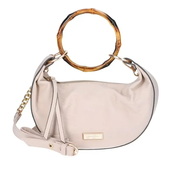 Jessica Simpson Cream Shoulder Bag with Bamboo Handle