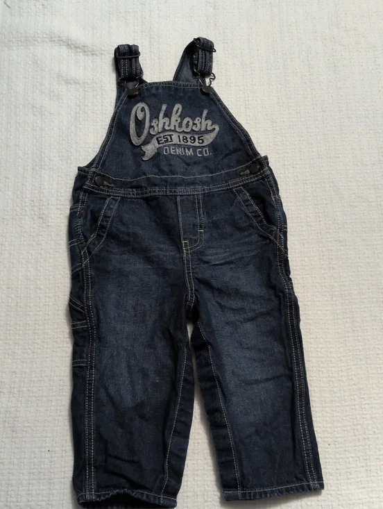 OshKosh B'gosh Dark Blue Denim Overalls with Contrast Stitching