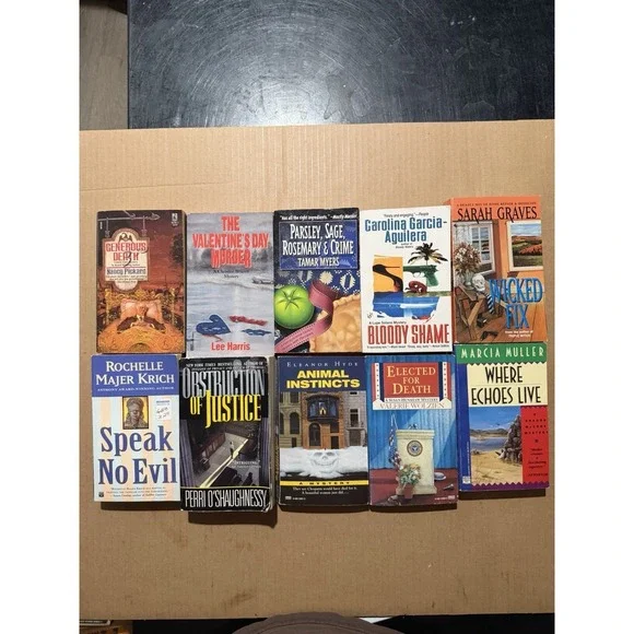 Lot of 10 random murder mystery novel paperback books,‎ various authors B37