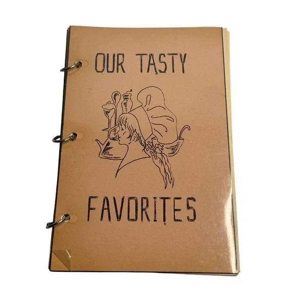 VTG Our Tasty Favorites Cookbook Brown Community Recipe Book Ring Bound