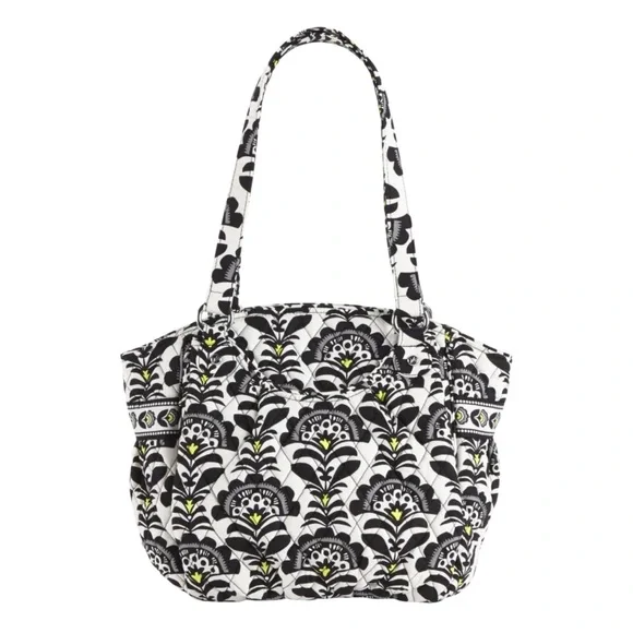 Vera Bradley Glenna Style Large Quilted Black and White Tote Shoulder Bag