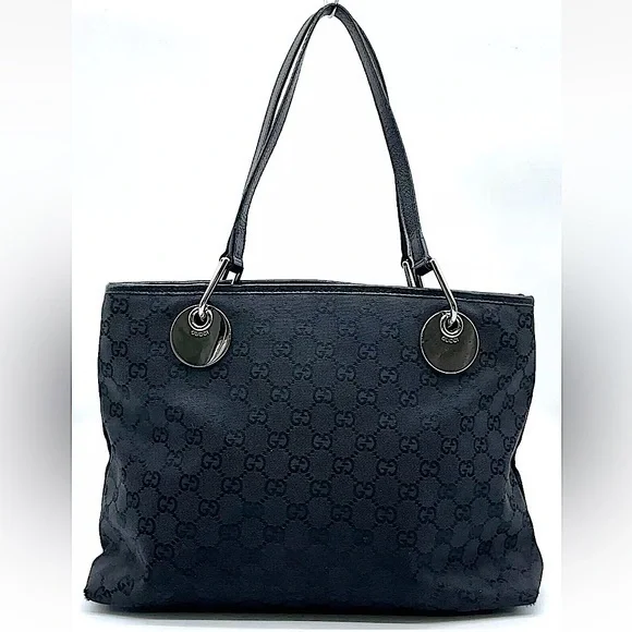 Gucci eclipse black canvas tote bag