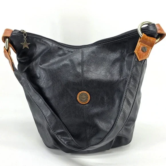 Vintage Capezio Hobo Shoulder Bag Bucket Black Leather 90s Slouchy Tote Grunge