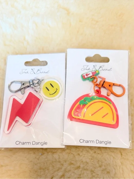 Ink & Barrel Lightning Bolt &  Taco Charm Keychain Set