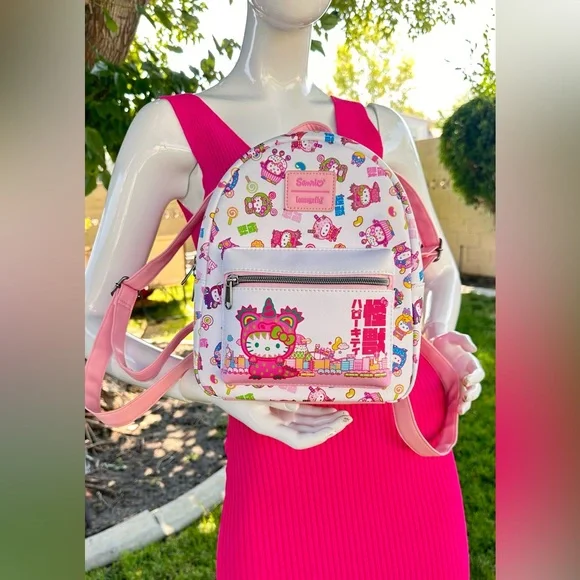 Loungefly Pink and White Kids Backpack