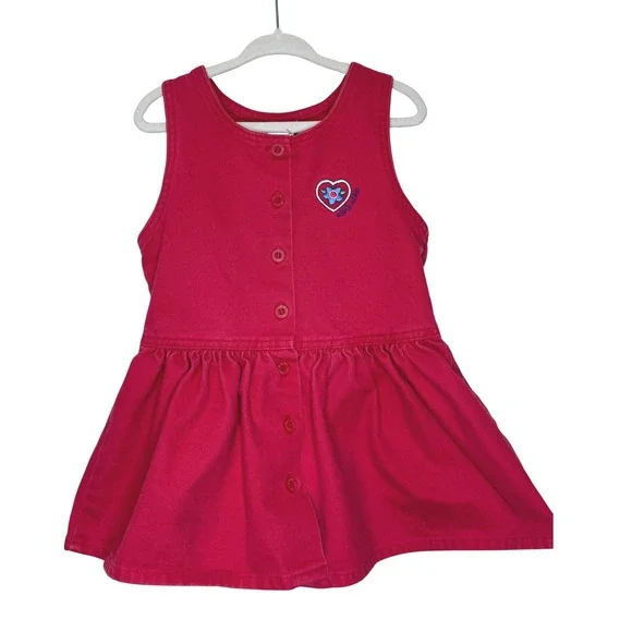 Vintage OshKosh Pink Denim Jumper‎ Dress 2T