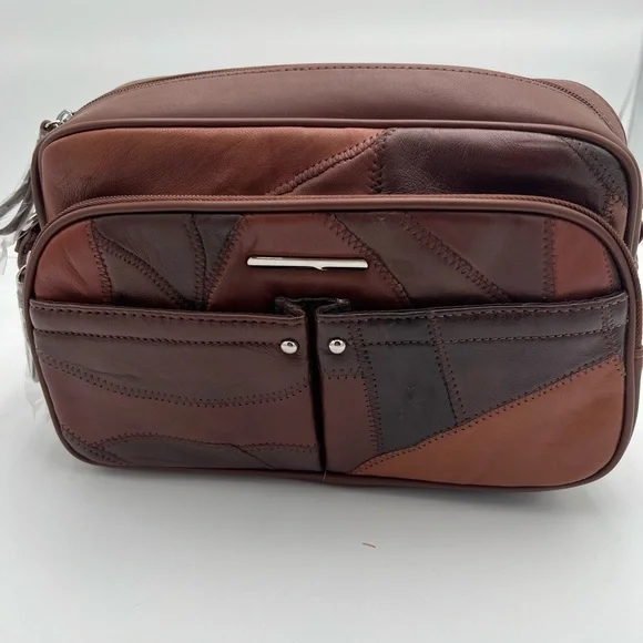 BOHO Brown Patchwork Faux Leather Shoulder Purse