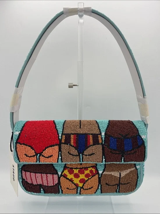 STAUD Tommy Beaded Beach Bums Shoulder Bag - Blue
