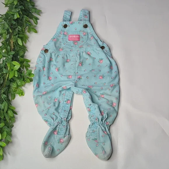 Vintage OshKosh floral overalls 6-9 months USA made