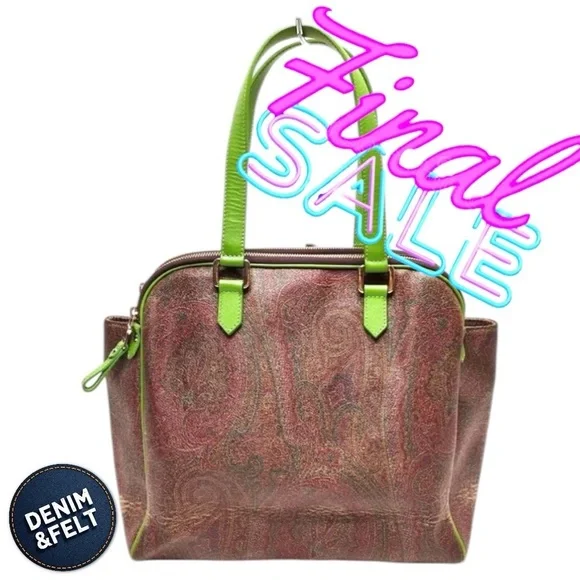 Etro Paisley Print w/ Green Leather Accents