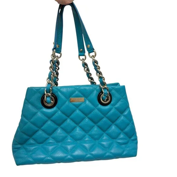 Kate Spade Gold Coast Small Maryanne Quilted Mid Teal Leather bag
