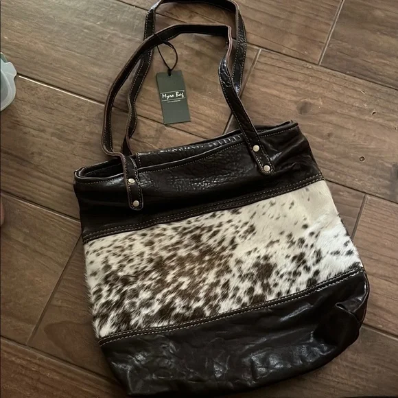 Myra Bag Brown and White Shoulder Bag with Chic Design