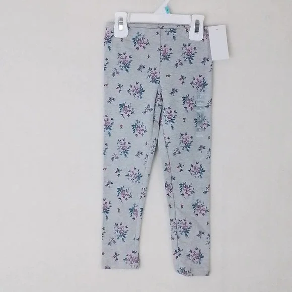 OshKosh Cotton Blend Leggings Size 5 in Gray w/‎ Floral Print