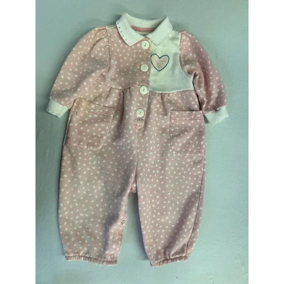 Vintage Rare 90s OshKosh The Genuine Article USA 12M Pink Romper