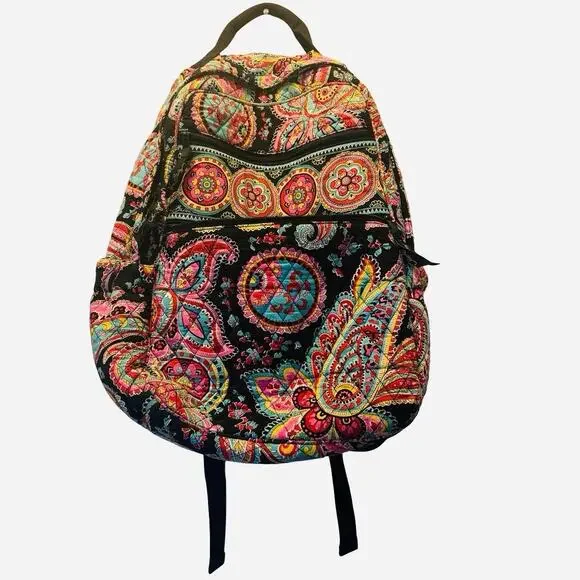 VERA BRADLEY Women's Large Campus Backpack French Paisley PINK School Work Artsy