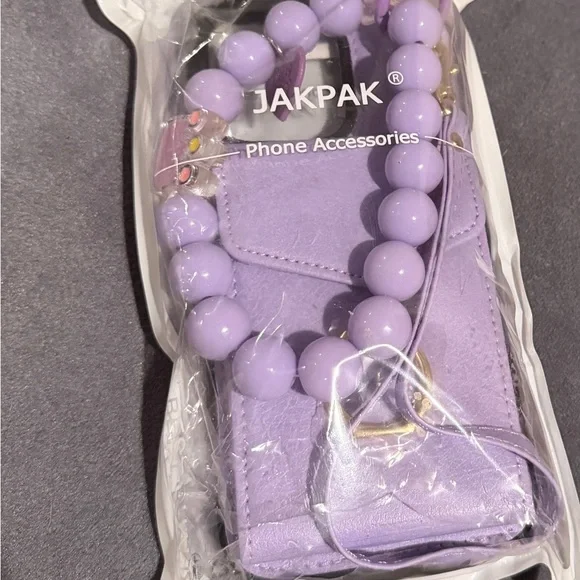 NEW Lavender Phone Case w/ Beaded Wristlet + Mini Wallet | iPhone 14 Pro Max |
