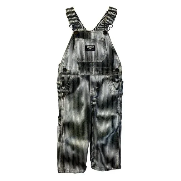 Oshkosh‎ B'Gosh Baby Blue & White Pin Striped Cotton Overalls 12M Country Farm