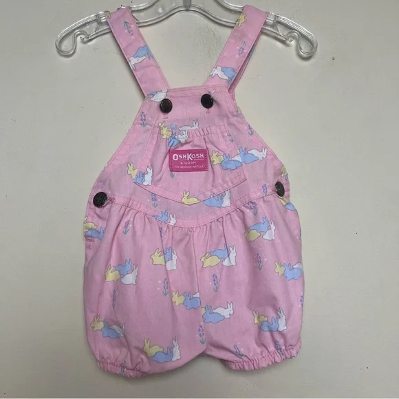OshKosh‎ Bubble Romper VINTAGE Bunnies Rabbits Print USA Union Label 6-9M RARE!