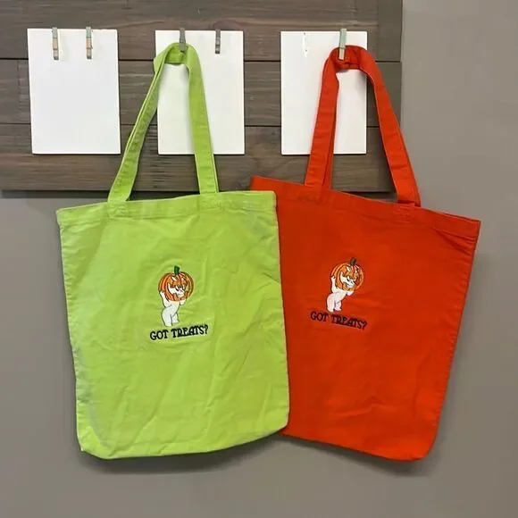 Halloween Trick or Treat Canvas Totes Casper The Ghost “Got Treats?”  Set if 2