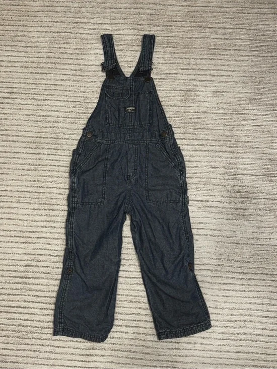 OshKosh B’gosh Toddler 4T Denim Overalls‎ Dark Wash Adjustable Straps Boys Girls