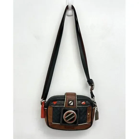 Brighton Camera Leather Shoulder Crossbody Convertible Small Bag Novelty Retro