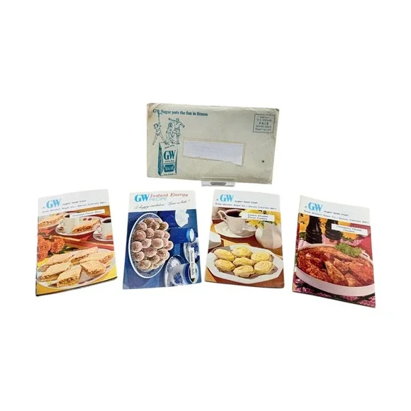 GW Sugar Fold-Out Recipe Pamphlets 1960s Multi-Color Instant Energy Set of 4