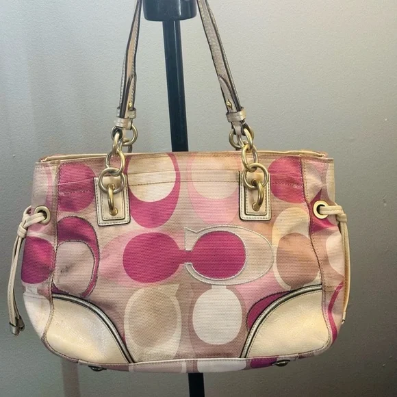 Coach Stylish Pink and Cream Women's Handbag