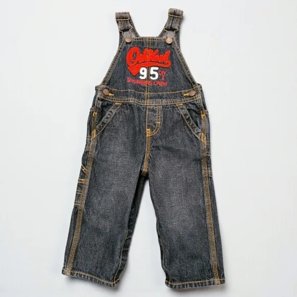 Oshkosh B’gosh Toddler Bib Overalls Dark Wash Engineer’s Crew 18 Months