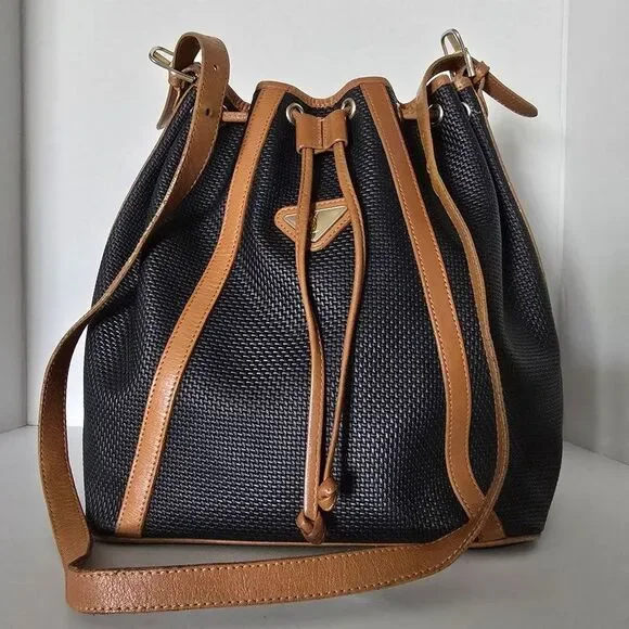 Authentic Yves Saint Laurent Black Drawstring Bucket Bag