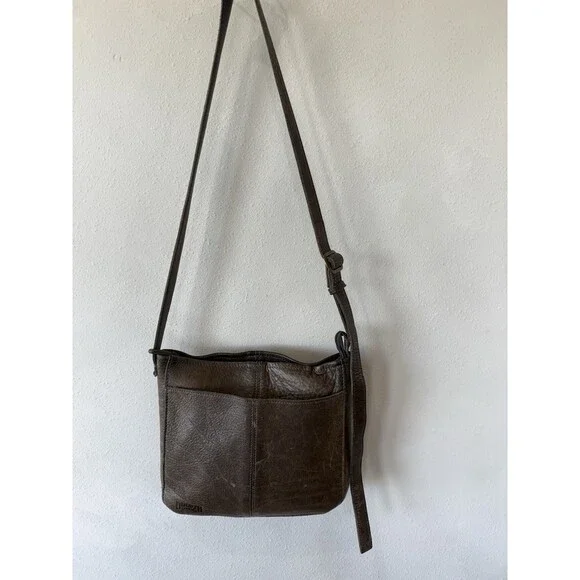 Duluth Trading Co Leather Crossbody Messenger Bag Purse Brown Pebbled Cowhide