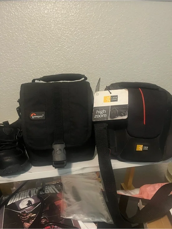 Aventura Black Camera Pouch with Shoulder Strap/Lowepro without strap. 2 Bags!