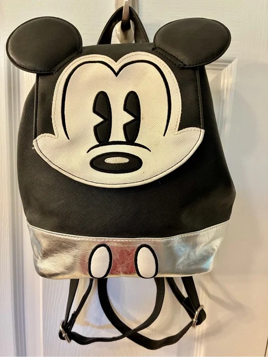 Disney Black and Silver Mickey Face Mini Backpack