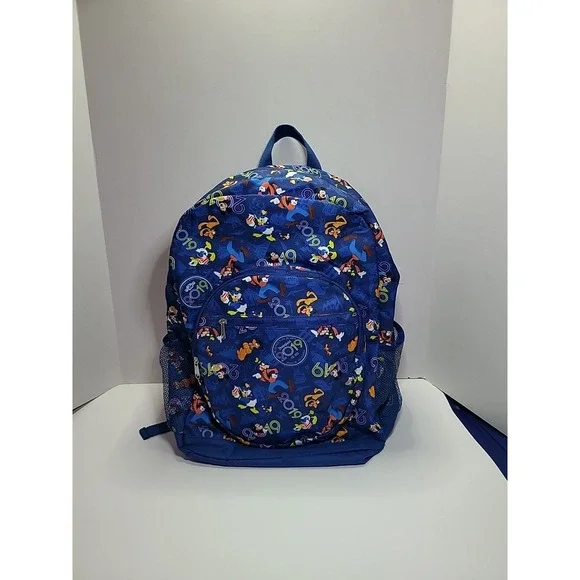 Disney Disneyland 2019 Backpack Blue Mickey‎ Pluto Goofy Donald Lightweight Used